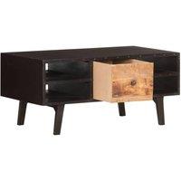Berkfield Home Classic Coffee Table 100x50x45 cm Solid Reclaimed Wood in Black | Size: 100 x 50 x 45 cm