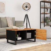 Berkfield Home Beautiful Coffee Table 80x50x40 cm Solid Wood Acacia&Engineered Wood in Brown | Size: 80 x 50 x 40 cm