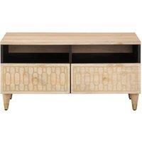 Berkfield Home Beautiful Coffee Table 80x54x40 cm Solid Wood Mango in Light Tan | Size: 80 x 54 x 40 cm