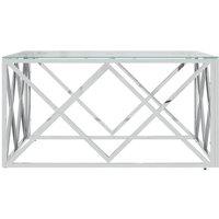 Berkfield Home Decorative Coffee Table 80x80x40 cm Stainless Steel & Glass in Silver | Size: 80 x 80 x 40 cm