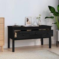 Berkfield Home Beautiful Coffee Table Black 102x49x55 cm Solid Wood Pine | Size: 102 x 49 x 55 cm