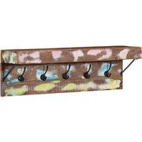 Berkfield Home Stylish Coat Rack with Shelf Wall Mounted Solid Reclaimed Wood & Metal in Brown