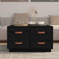 Berkfield Home Beautiful Coffee Table Black 80x80x45 cm Solid Wood Pine | Size: 80 x 80 x 45 cm