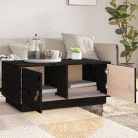 Berkfield Home Beautiful Coffee Table Black 80x50x35 cm Solid Wood Pine | Size: 80 x 50 x 35 cm