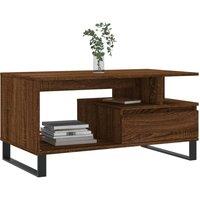 Berkfield Home Modern Coffee Table Brown Oak 90x49x45 cm Engineered Wood | Size: 90 x 49 x 45 cm