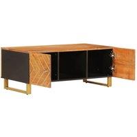 Berkfield Home Beautiful Coffee Table Brown & Black 100x54x40 cm Solid Wood Mango | Size: 100 x 54 x 40 cm