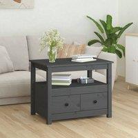 Berkfield Home Beautiful Coffee Table Grey 71x49x55 cm Solid Wood Pine | Size: 71 x 49 x 55 cm