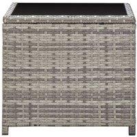 Berkfield Home Modern Coffee Table Grey 45x45x40 cm Poly Rattan & Glass | Size: 45 x 45 x 40 cm