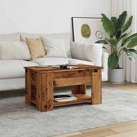 Berkfield Home Modern Coffee Table Old Wood 79x49x41 cm Engineered Wood in Brown | Size: 79 x 49 x 41 cm