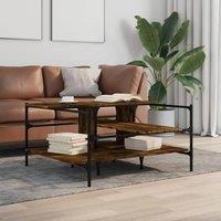 Berkfield Home Decorative Coffee Table Smoked Oak 100x100x48.5 cm Engineered Wood in Brown