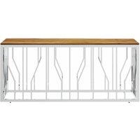Berkfield Home Beautiful Coffee Table Silver Stainless Steel & Solid Wood Acacia