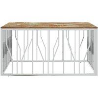 Berkfield Home Modern Coffee Table Silver Stainless Steel & Solid Wood Reclaimed