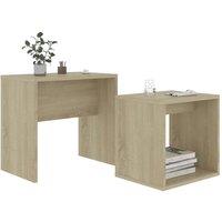 Berkfield Home Sturdy Coffee Table Set Sonoma Oak 48x30x45 cm Engineered Wood in Light Tan | Size: 48 x 30 x 45 cm