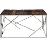 Berkfield Home Modern Coffee Table Silver Stainless Steel & Solid Wood Sleeper