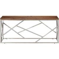 Berkfield Home Modern Coffee Table Silver Stainless Steel & Solid Sleeper Wood