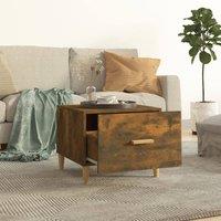 Berkfield Home Sturdy Coffee Table Smoked Oak 50x50x40 cm Engineered Wood in Brown | Size: 50 x 50 x 40 cm
