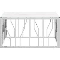 Berkfield Home Modern Coffee Table Silver 80x80x40 cm Stainless Steel & Glass | Size: 80 x 80 x 40 cm