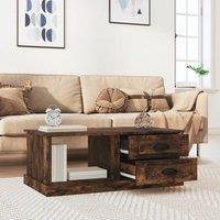 Berkfield Home Decorative Coffee Table Smoked Oak 90x50x35 cm Engineered Wood in Brown | Size: 90 x 50 x 35 cm