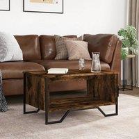Berkfield Home Durable Coffee Table Smoked Oak 75x51x40 cm Engineered Wood in Brown | Size: 75 x 51 x 40 cm