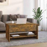 Berkfield Home Modern Coffee Table Smoked Oak 80x50x40 cm Engineered Wood in Brown | Size: 80 x 50 x 40 cm
