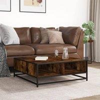 Berkfield Home Durable Coffee Table Smoked Oak 80x80x30 cm Engineered Wood & Metal in Brown | Size: 80 x 80 x 30 cm