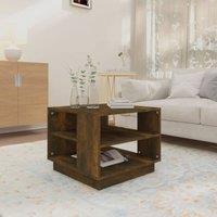 Berkfield Home Modern Coffee Table Smoked Oak 55x55x43 cm Engineered Wood in Brown | Size: 55 x 55 x 43 cm