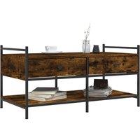 Berkfield Home Decorative Coffee Table Smoked Oak 99x50x50 cm Engineered Wood in Brown | Size: 99 x 50 x 50 cm