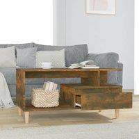 Berkfield Home Decorative Coffee Table Smoked Oak 90x49x45 cm Engineered Wood in Brown | Size: 90 x 49 x 45 cm
