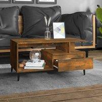 Berkfield Home Elegant Coffee Table Smoked Oak 90x49x45 cm Engineered Wood in Brown | Size: 90 x 49 x 45 cm