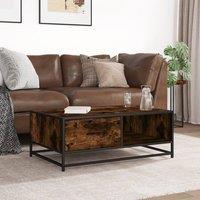 Berkfield Home Durable Coffee Table Smoked Oak 90x57x35 cm Engineered Wood & Metal in Brown | Size: 90 x 57 x 35 cm