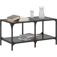 Berkfield Home Modern Coffee Table with Black Glass Top 78.5x40x40 cm Steel