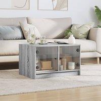 Berkfield Home Modern Coffee Table with Glass Doors Grey Sonoma 68x50x42 cm | Size: 68 x 50 x 42 cm