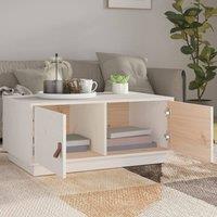 Berkfield Home Beautiful Coffee Table White 80x50x35 cm Solid Wood Pine | Size: 80 x 50 x 35 cm
