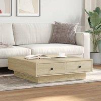 Berkfield Home Durable Coffee Table Sonoma Oak 90x90x28 cm Engineered Wood in Light Tan | Size: 90 x 90 x 28 cm