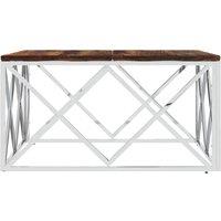 Berkfield Home Decorative Coffee Table Stainless Steel & Solid Wood Reclaimed in Silver