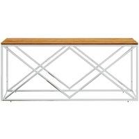 Berkfield Home Beautiful Coffee Table Stainless Steel & Solid Wood Acacia in Silver