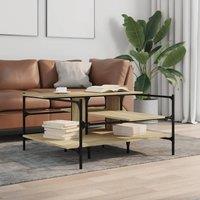 Berkfield Home Decorative Coffee Table Sonoma Oak 100x100x48.5 cm Engineered Wood in Light Oak