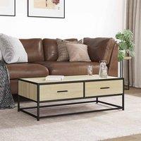 Berkfield Home Durable Coffee Table Sonoma Oak 100x50x35 cm Engineered Wood & Metal in Light Tan | Size: 100 x 50 x 35 cm
