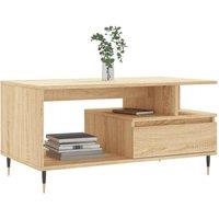 Berkfield Home Modern Coffee Table Sonoma Oak 90x49x45 cm Engineered Wood in Brown | Size: 90 x 49 x 45 cm