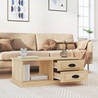 Berkfield Home Decorative Coffee Table Sonoma Oak 90x50x35 cm Engineered Wood in Light Brown | Size: 90 x 50 x 35 cm