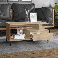 Berkfield Home Elegant Coffee Table Sonoma Oak 90x49x45 cm Engineered Wood in Natural | Size: 90 x 49 x 45 cm