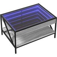 Berkfield Home Decorative Coffee Table with Infinity LED Grey Sonoma 70x50x38 cm | Size: 70 x 50 x 38 cm