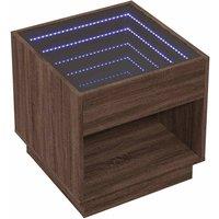 Berkfield Home Decorative Coffee Table with Infinity LED Brown Oak 50x50x50 cm | Size: 50 x 50 x 50 cm