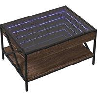 Berkfield Home Decorative Coffee Table with Infinity LED Brown Oak 70x50x38 cm | Size: 70 x 50 x 38 cm