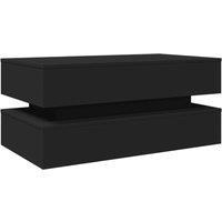 Berkfield Home Modern Coffee Table with LED Lights Black 90x50x40 cm | Size: 90 x 50 x 40 cm