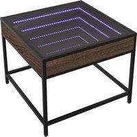Berkfield Home Decorative Coffee Table with Infinity LED Brown Oak 50x50x41 cm | Size: 50 x 50 x 41 cm