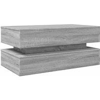 Berkfield Home Modern Coffee Table with LED Lights Grey Sonoma 90x50x40 cm | Size: 90 x 50 x 40 cm
