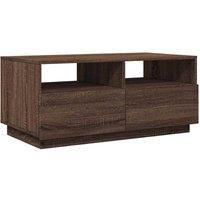 Berkfield Home Modern Coffee Table with LED Lights Brown Oak 90x49x40 cm | Size: 90 x 49 x 40 cm