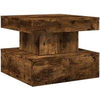 Berkfield Home Modern Coffee Table with LED Lights Smoked Oak 50x50x40 cm in Brown | Size: 50 x 50 x 40 cm