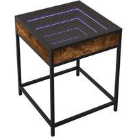 Berkfield Home Decorative Coffee Table with Infinity LED Smoked Oak 40x40x51 cm in Brown | Size: 40 x 40 x 51 cm